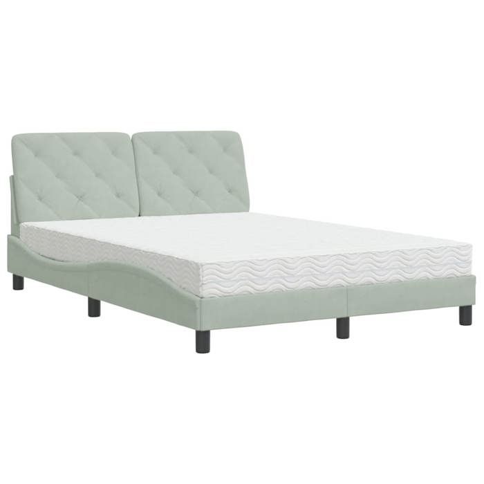 VidaXL Lit avec Matelas, Lit Rembourré avec Coussin de Tête de Lit, Lit Double, Lit Adulte de Chambre à Coucher Intérieur, 3208646