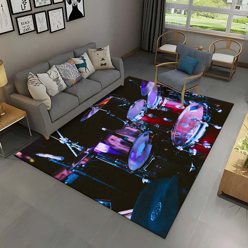 3D Drum Kit Music Instruments Area Rug Large,Carpet Rug for Living Room Bedroom Sofa Doormat Decor,Kid Play Non-slip Floor Mat