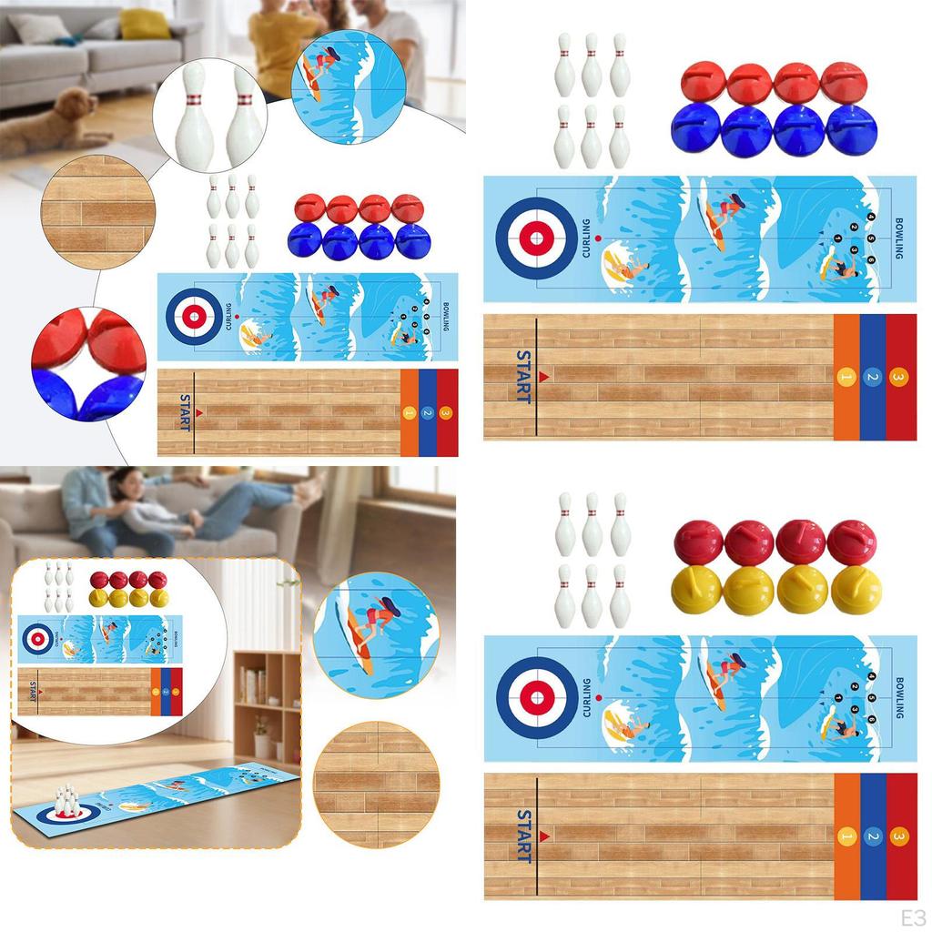 Tabletop Bowling Shuffleboard Curling Game Board Set Portable for Indoors Outdoors