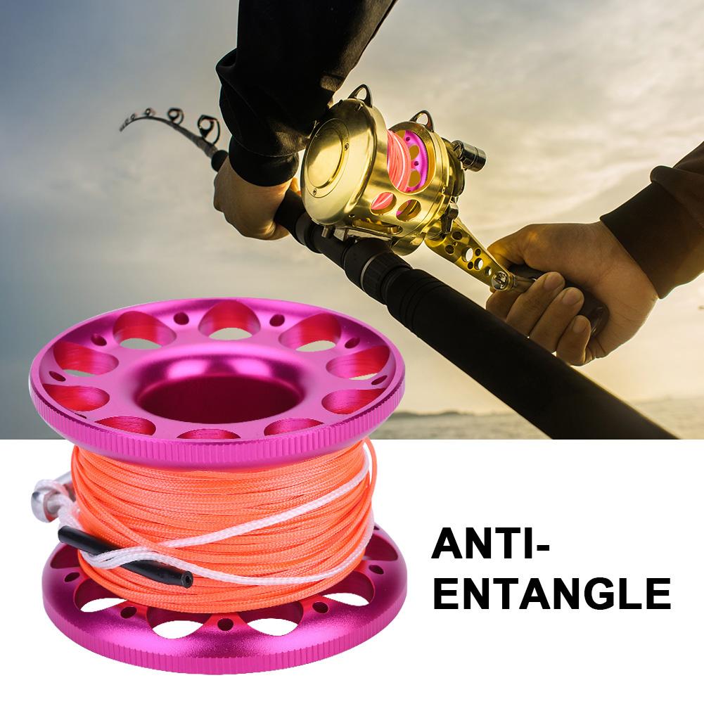30M Mini-Tauch-Aluminiumrolle Spule Leine mit Edelstahl-Karabinerhaken (Schwarz)