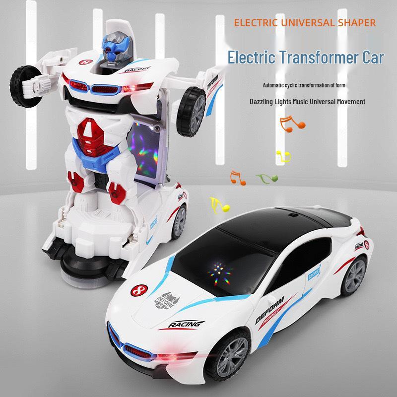 TikTok Transforming Police Car Robot - Children's Electric Rotating Toy