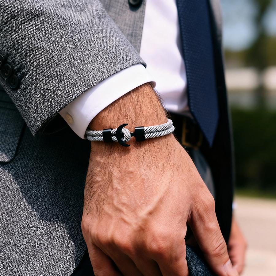 

New 7 Colors Men Anchor Bracelet Selected A Grade 4mm String Party Outdoor Camping Sports Sweat Absorber Braslet Accessories серебряный серый