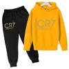 Kids Fashion CR7 Hoodie Boy Girl Toddler Pullover 3-12 Years Football Letters Clothing Casual Top+Pants 2P Brand Coat Sports Set
