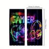 Gamer Blackout Curtains 2pcs Vibrant Gamer-Themed Blackout Curtains | Polyester, Semi-Transparent, Machine Washable - Modern