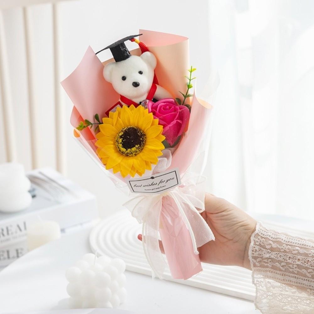 Cartoon Sunflower Graduation Bouquet Bouquet Decoration Graduation Lovely Bear Bouquet Animal Bouquet Valentine's Day