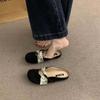 Internet celebrity flat-bottomed bag head half slippers women's summer wear 2025 new French Mary Jane Muller small sandals with skirt