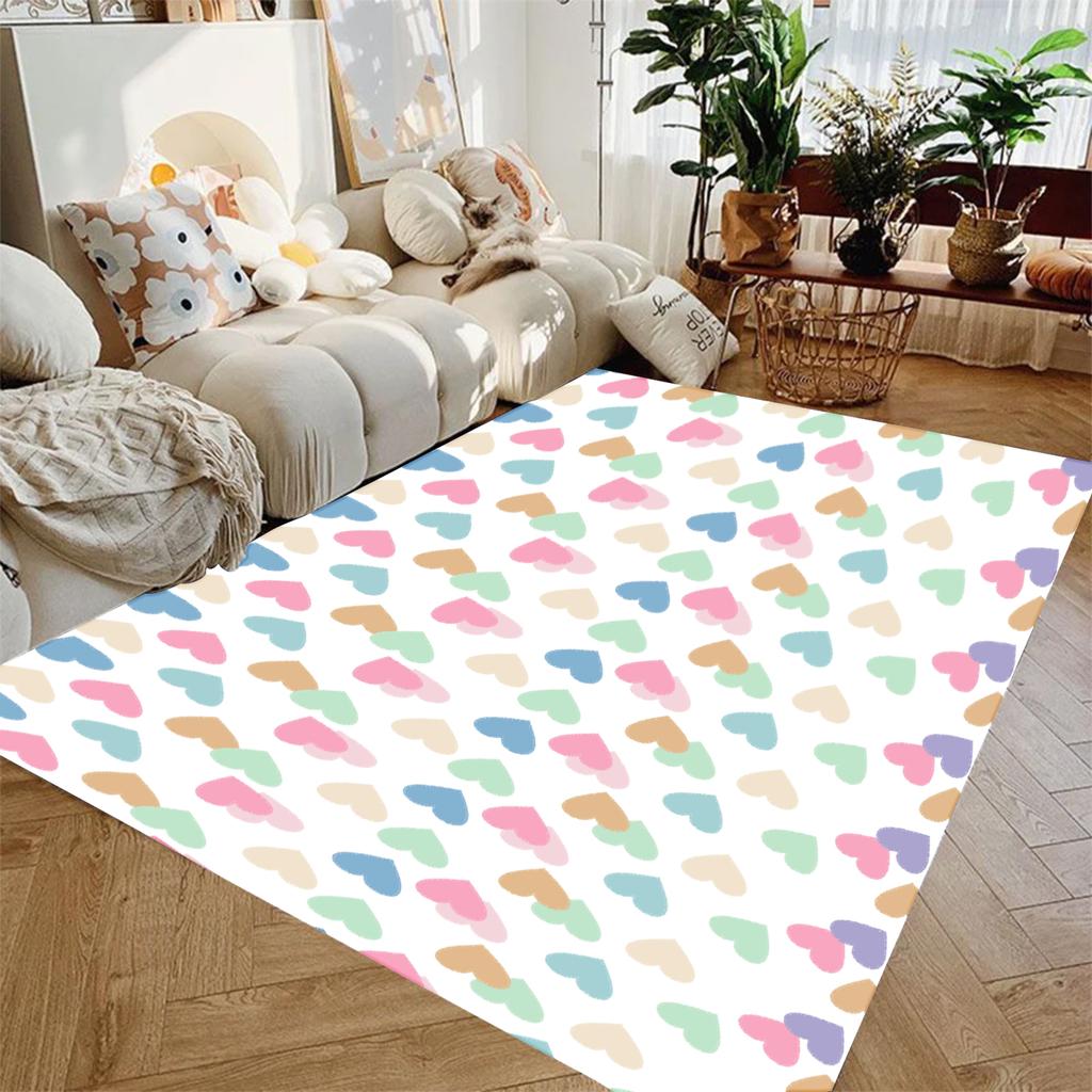 Cute Pink Unicorn Cartoon Printed Carpet Living Room Bedroom Decor Non-slip Parlor Floor Mat Surface Smooth Carpet Birthday Gift