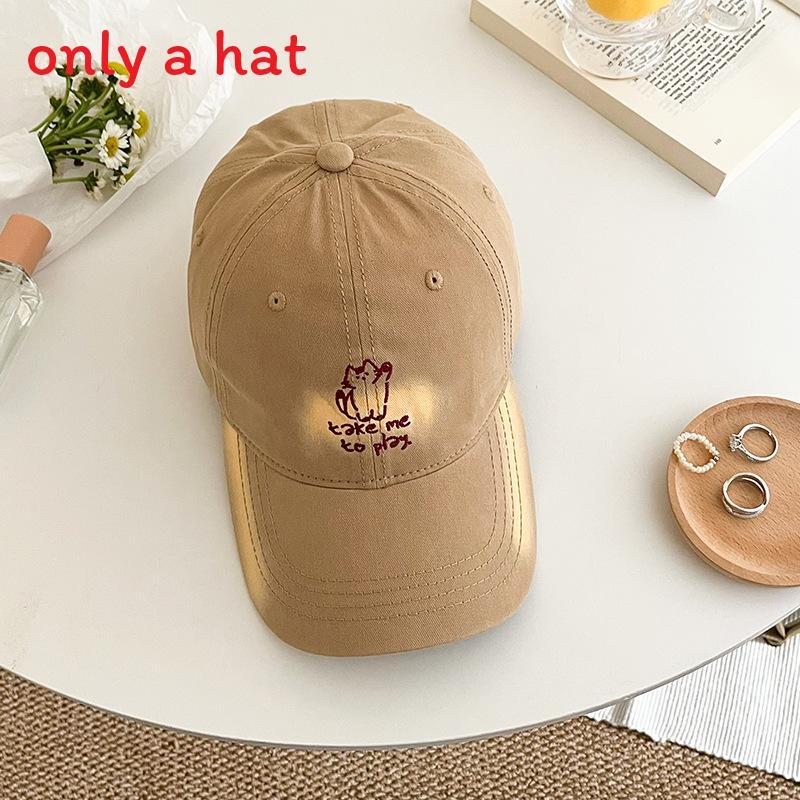 Korean Style Embroidered Cat Baseball Cap With Sun Protection For Summer Outdoor Casual Wear