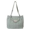 Korean Style Plaid Handbag Beaded Bubble Cloud Bag Fashion Pleated Tote Bag  Girls