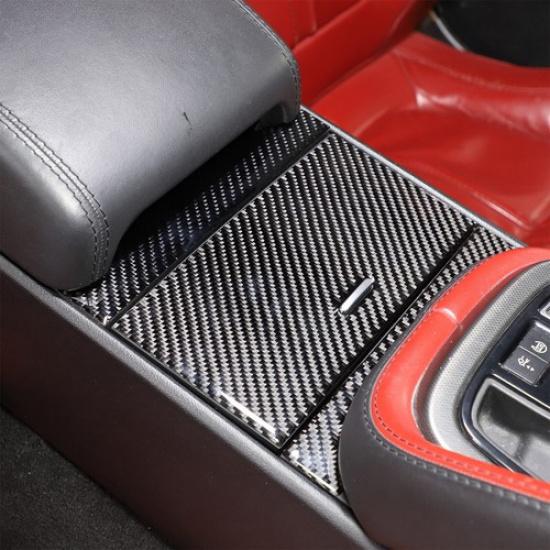 Soft Carbon Fiber Center storage Panel Trim Cover Fits For F-TYPE 2013-22