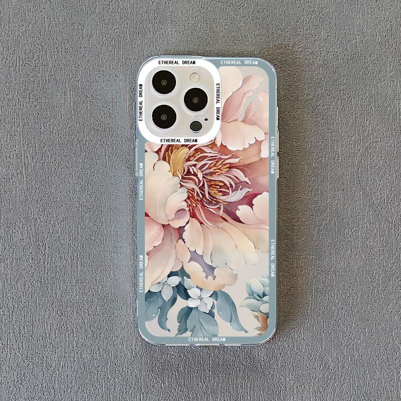 Vintage Flower Clear Phone Case For iPhone 12 11 13 Pro Max 15 14 Pro Max 7 8 14 15 Plus SE2 X XR XS Butterfly Plant Back Covers