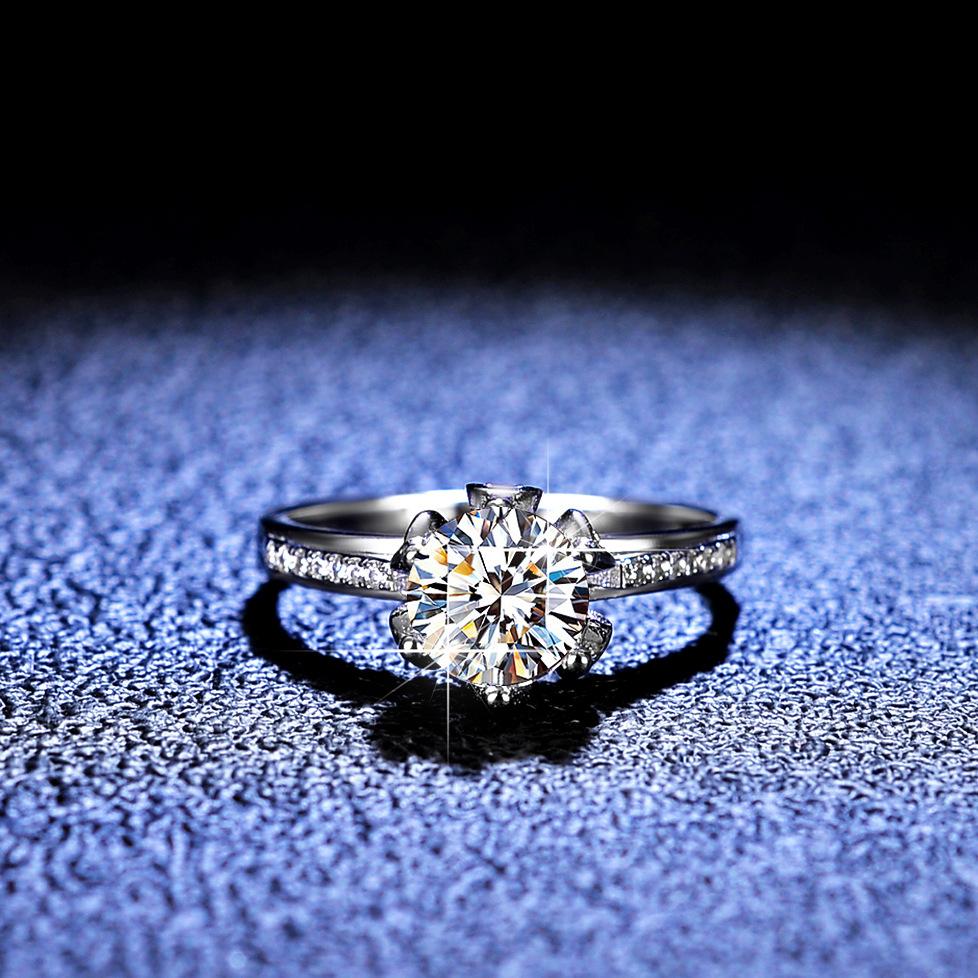 D Farbe 1ct Moissanit Diamantring 925 Sterling Silber Ring klassischer Diamantring Damen Verlobungsring Ehering Geschenk für Freundin