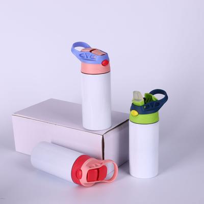 Stainless Steel Vacuum Thermos Cup for Children with Straw And Handle Portable Sports Water Cup Outdoor Simple Solid Color