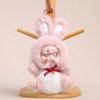 Bunny Hoodie Vinyl Doll Keychain Plush Rabbit Plushie with Bell Cute Backpack Charm And Car Accessory