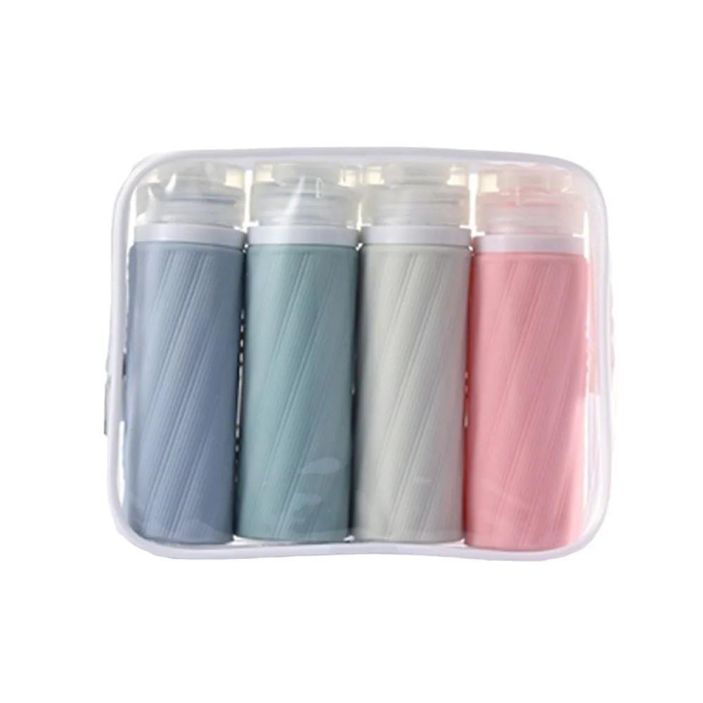 

4pcs/set Empty Refillable Bottle For Travel Portable Shampoo Container Lotion Dispenser 90ml Silicone Leakproof Travel Bottles