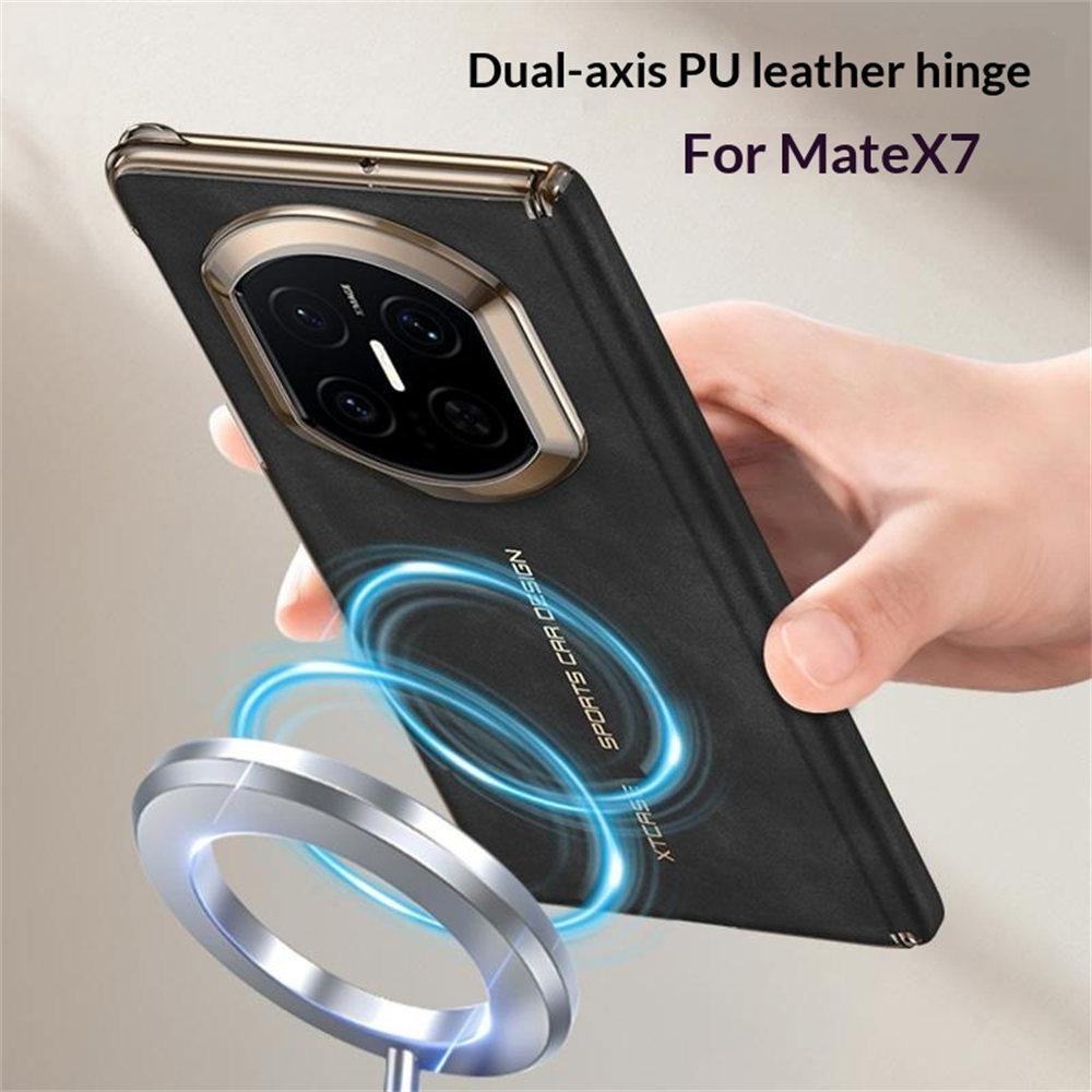 GKK Magnetische Hülle für Huawei Mate X7 Dual-Achsen Scharnierschutz PU-Leder + TPU + PC Handyhülle