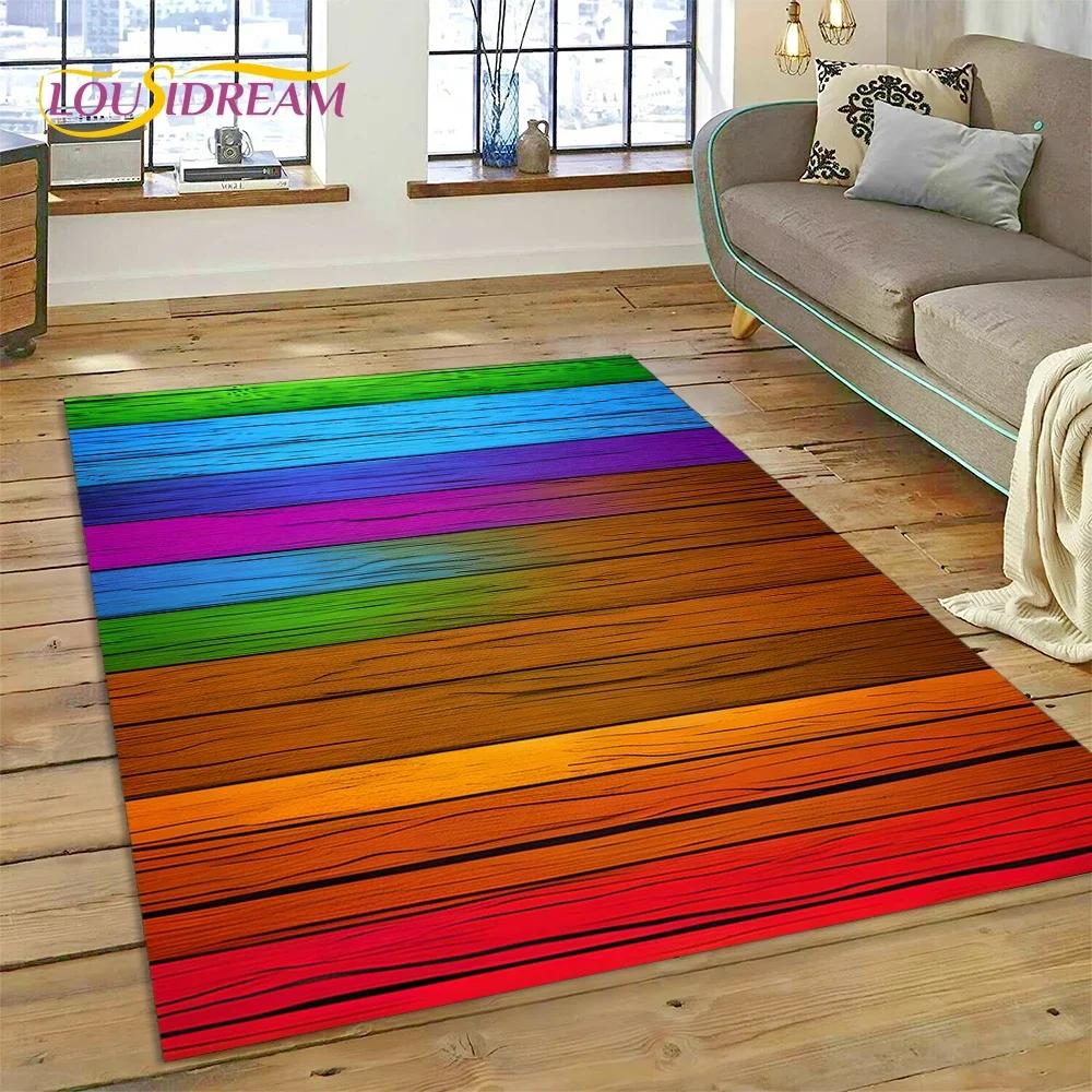 Colorful Wood Grain Timber Customized Carpet Rug for Bedroom Living Room Home Sofa Decoration,Child Game Large Decor Floor Mat