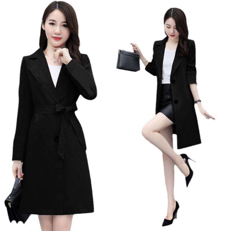 Women's Mid-Length British Style Trench Coat - Elegant Korean Loose Fit Overcoat for Spring and Autumn 2022.