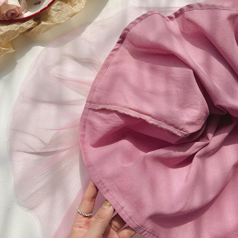 Double-Layer Butterfly Mesh Sweet Girl Strapless Fly-Sleeve Summer Puffy Princess Dress