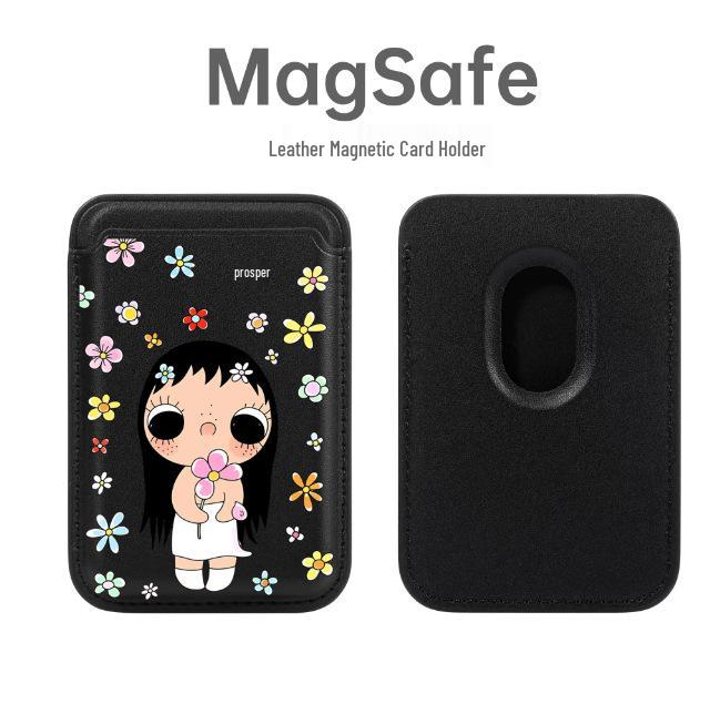 Floral Pattern MAGsafe Card Holder for Apple Leather Phone Case