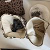 Vintage Corduroy Leopard Print Cosmetic Bag for Girl Female Large Women's Clutch Makeup Organizer Handbag Fashion Toiletry Case