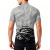 Herren Kurzarm Radtrikot Atmungsaktiv Schnelltrocknend Halber Reißverschluss Vorne Leichtes Stretch-Gewebe mit Aufgedrucktem Design für Outdoor-Sportarten