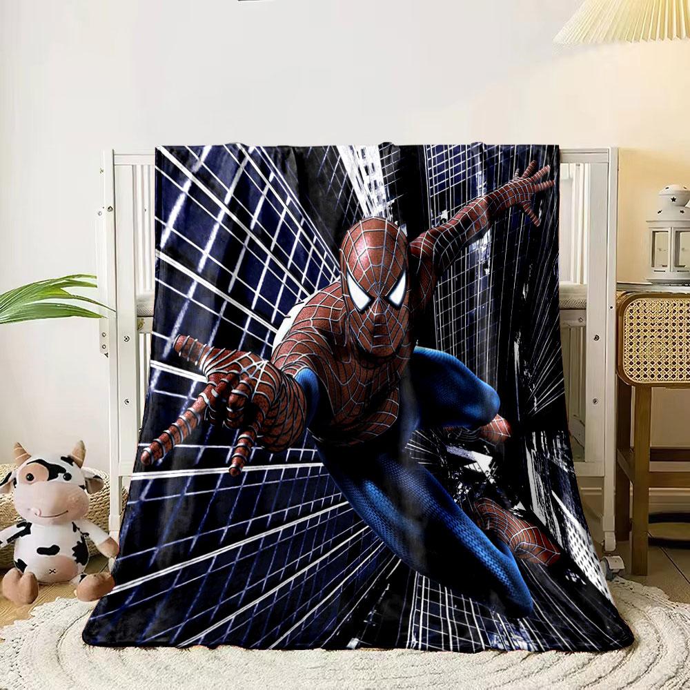 

Web-like red and blue suit pattern with cityscape background. for all seasons blanket lunch break throw gift 80cm x 120cm