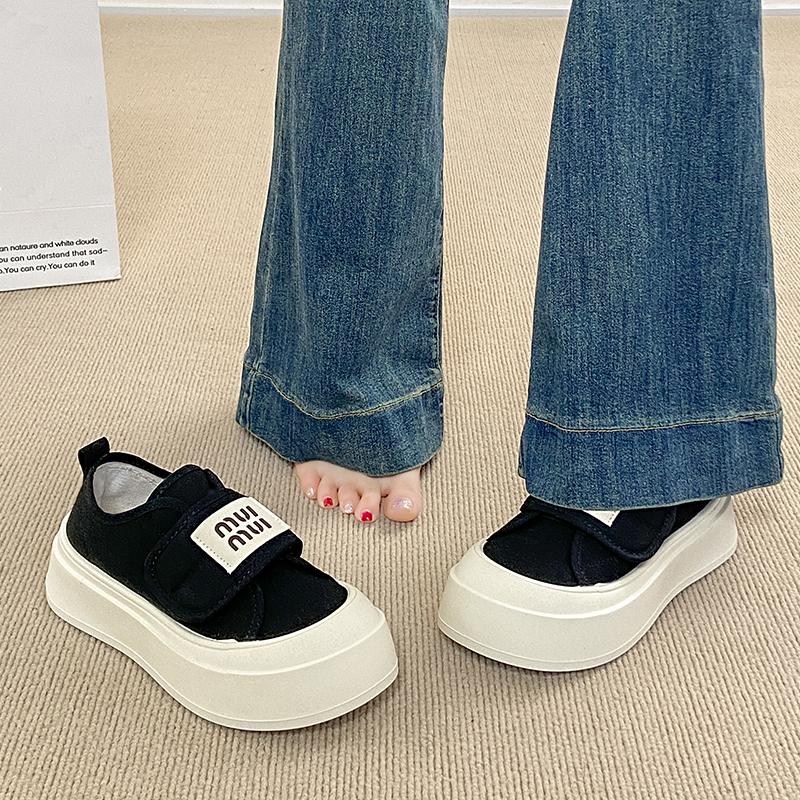 Fashion CRLAYDK Classic Canvas Tennis Shoes for Women Low Top Casual Platform Sneakers Ladies Hook&Loop Fashion Walking Soft Loafers