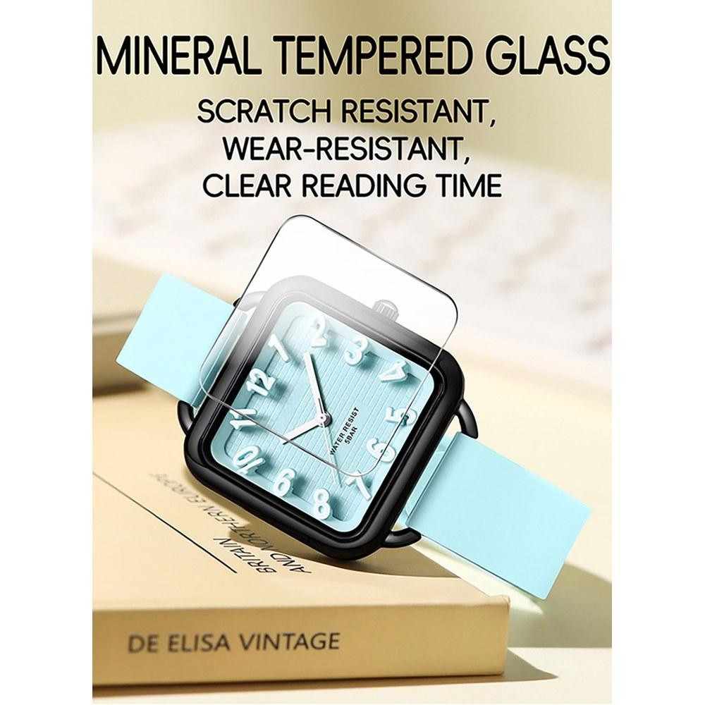 Findtime Unisex Square Face Watch Large Screen Waterproof Night Glow Lightweight 5ATM Casual Stylish Silicone Band Gift