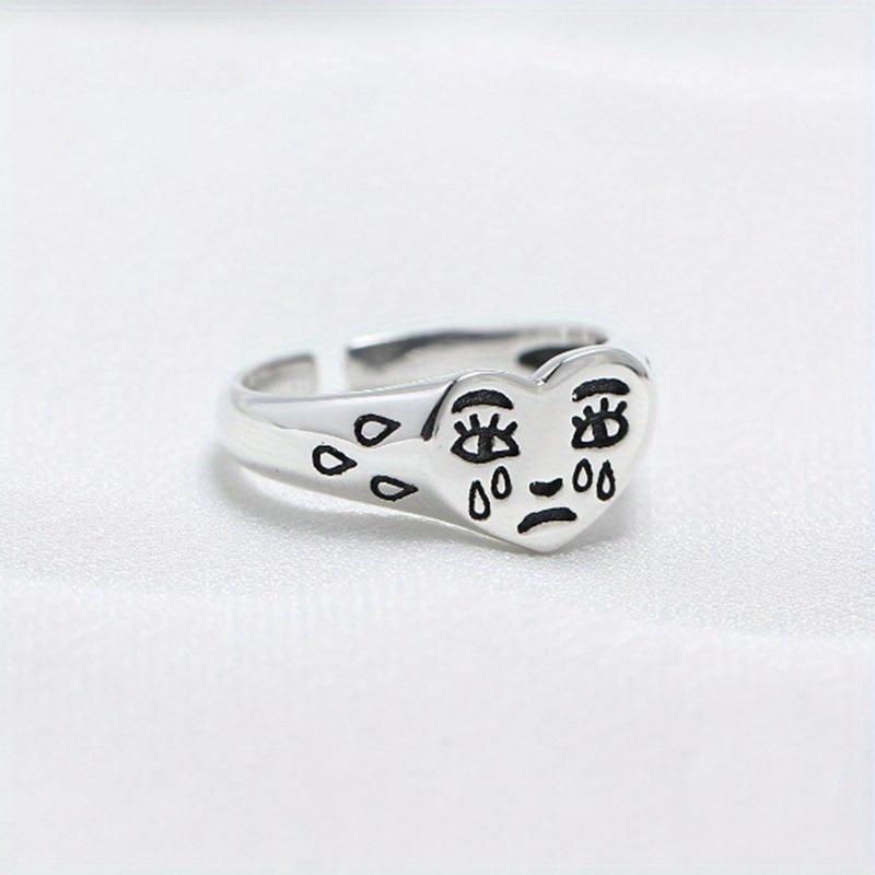 1Pc Creative Cry Face Rings for Women New Trendy Fashion Resizable Jewelry Gift