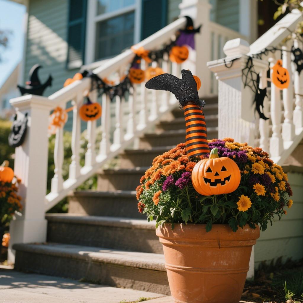 1Pcs Halloween Witch Legs With Stakes, Halloween Witch Prop Decoration, Halloween Decorations For Outdoor Garden , Indoor Outdoor Halloween Decor