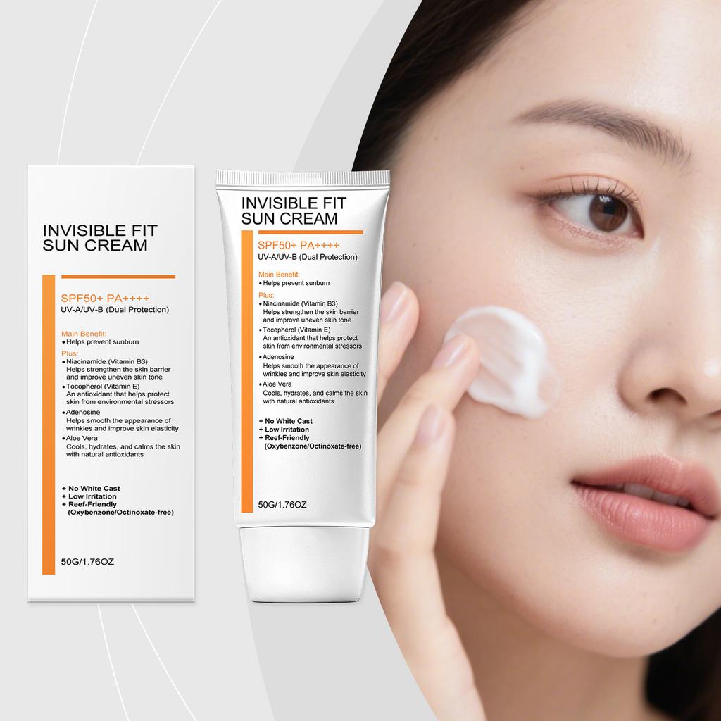 Niacinamide Sunscreen Hydrating Invisible Fit UVA UVB Dual Protection Lightweight Gentle Facial Cream for All Skin Types Daily Outdoor Use