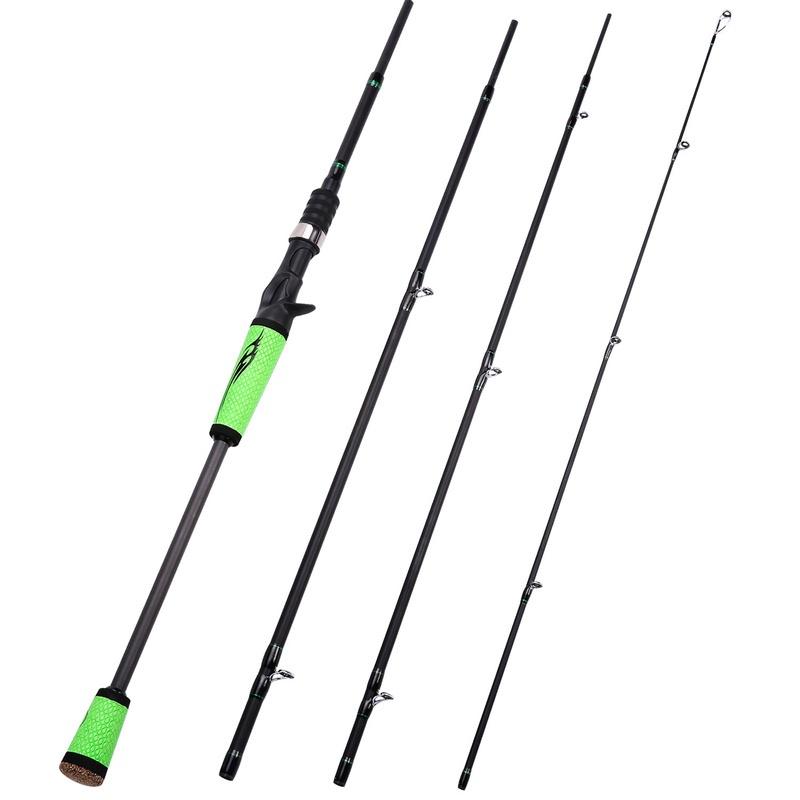 Casting Fishing Rods 2.1/2.4M Portable Carbon Fiber Lure Pole Travel Saltwater Freshwater Fishing