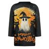 Women's 3/4 Sleeve Loose Fit Casual Shirt Round Neck Halloween Print Top Comfortable Lightweight Fabric Suitable for Everyday Wear