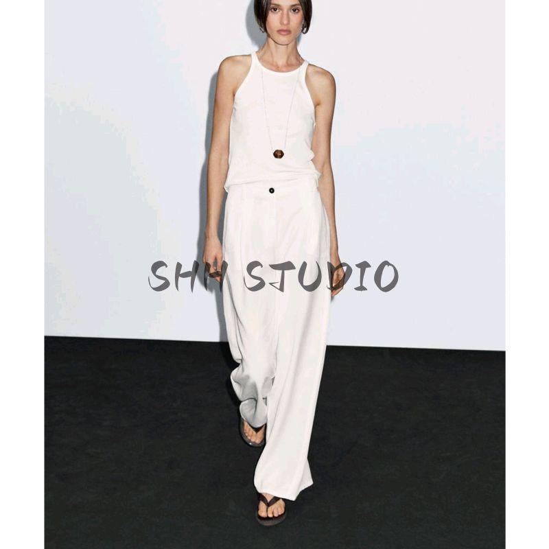 MD Summer New Arrival Women's Clothing Mature Elegant Ol Intelligence Commute Style Draping Effect Long Wide-Leg Pants 5006506