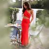 In Stock: Sexy Red Evening Dress - European & American Style, Solid Color, Summer Long Dress for Women