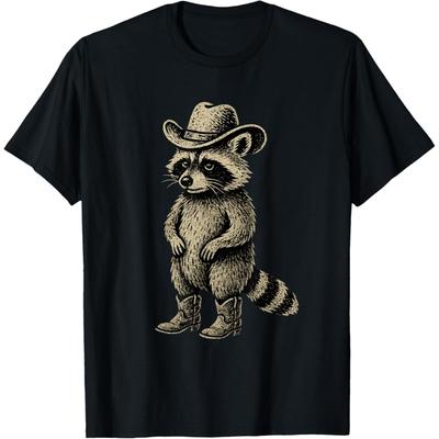 Vintage Raccoon Cowboy Cowgirl Raccoon T-Shirt