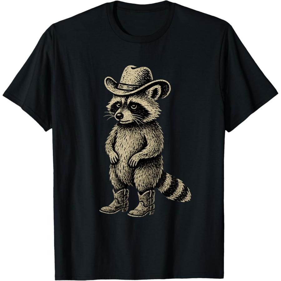 

Vintage Raccoon Cowboy Cowgirl Raccoon T-Shirt XXXXXL чёрный