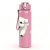 1PC Two White Puppy Dog 750ml Color Plastic Sports Water Bottle Leakproof Flip Straw Lid Suitable for Sports Office Home Use
