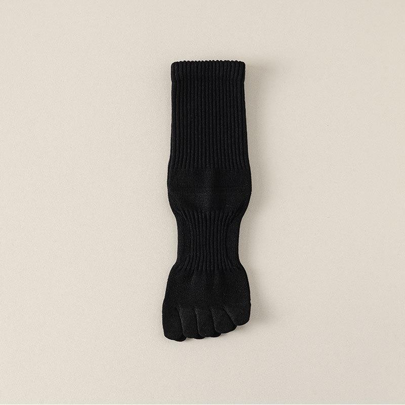 

Men Spring and Autumn Pure Color Variety 10A Antibacterial Deodorant Wicking Boneless Tube Five Finger Socks 1 pair чёрный