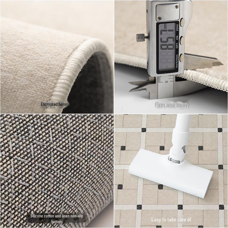 2024 French Cream Black Stone Carpet: Luxury Living Room & Bedroom Floor Mat