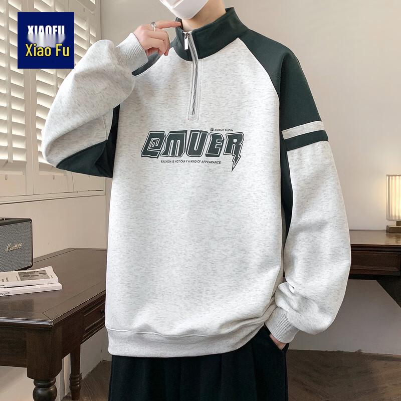 Men s Casual Half-Zip Stand Collar Sweatshirt XL