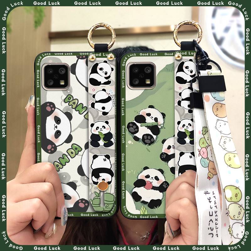 Back Cover Panda Phone Case For Sharp Aquos Sense4 4G/Sense 5G Phone Holder Wrist Strap Durable Cute Fashion Design Ring