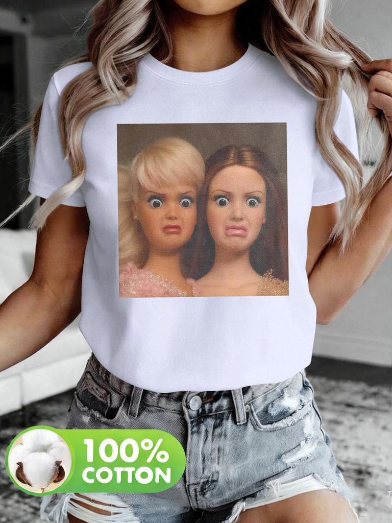 2026 Summer Retro Womens Funny Chubby Baby Face Print TShirt Unisex Cotton and Breathable Short Sleeve Oversized Loose Casual
