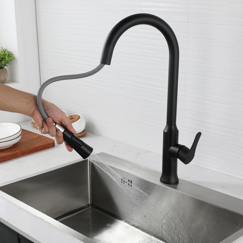Pull Down Kitchen Sink Faucet 304 Stainless Steel Hot And Cold Mixer Tap Single Handle Double Function Water Kitchen Faucet