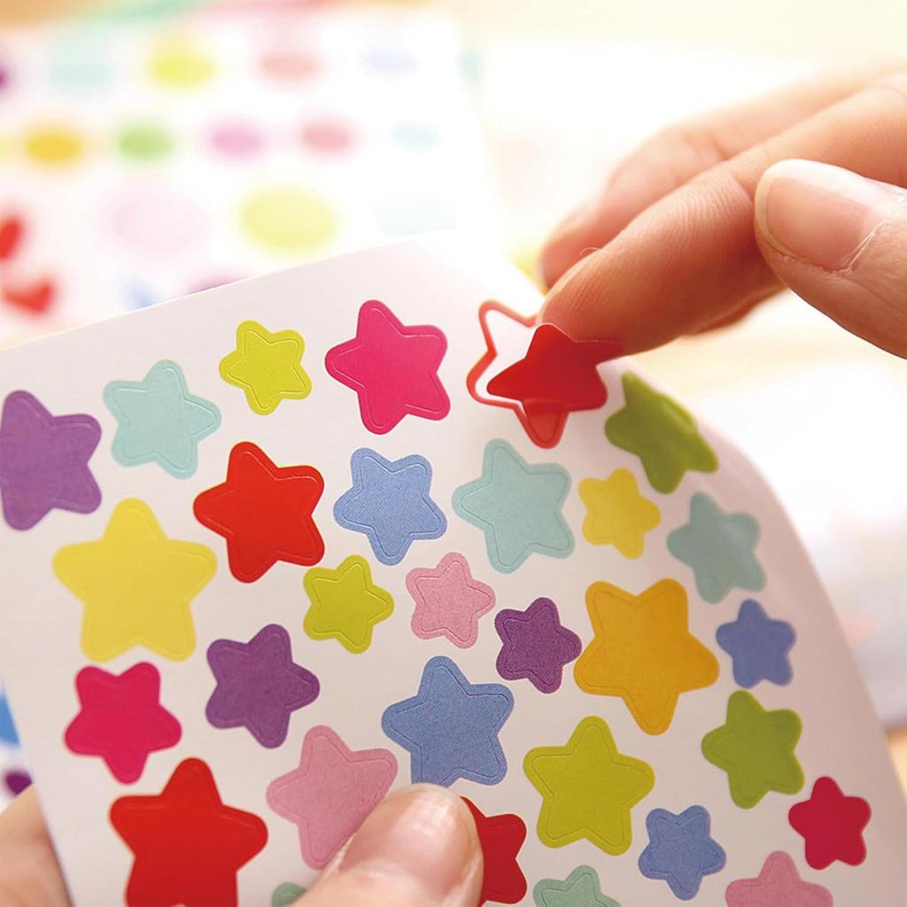 6Pcs Stickers Clipbook Self-Adhesive Adhesive Album Decoration Accessories Diy Stickers Star Heart Dots Color Handicrafts