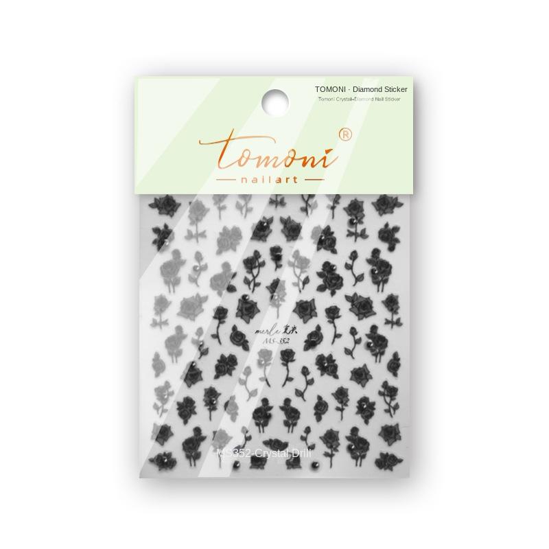

Черно-белые розы Яркие хрустальные наклейки для ногтей Сделай сам Креативное украшение MS352