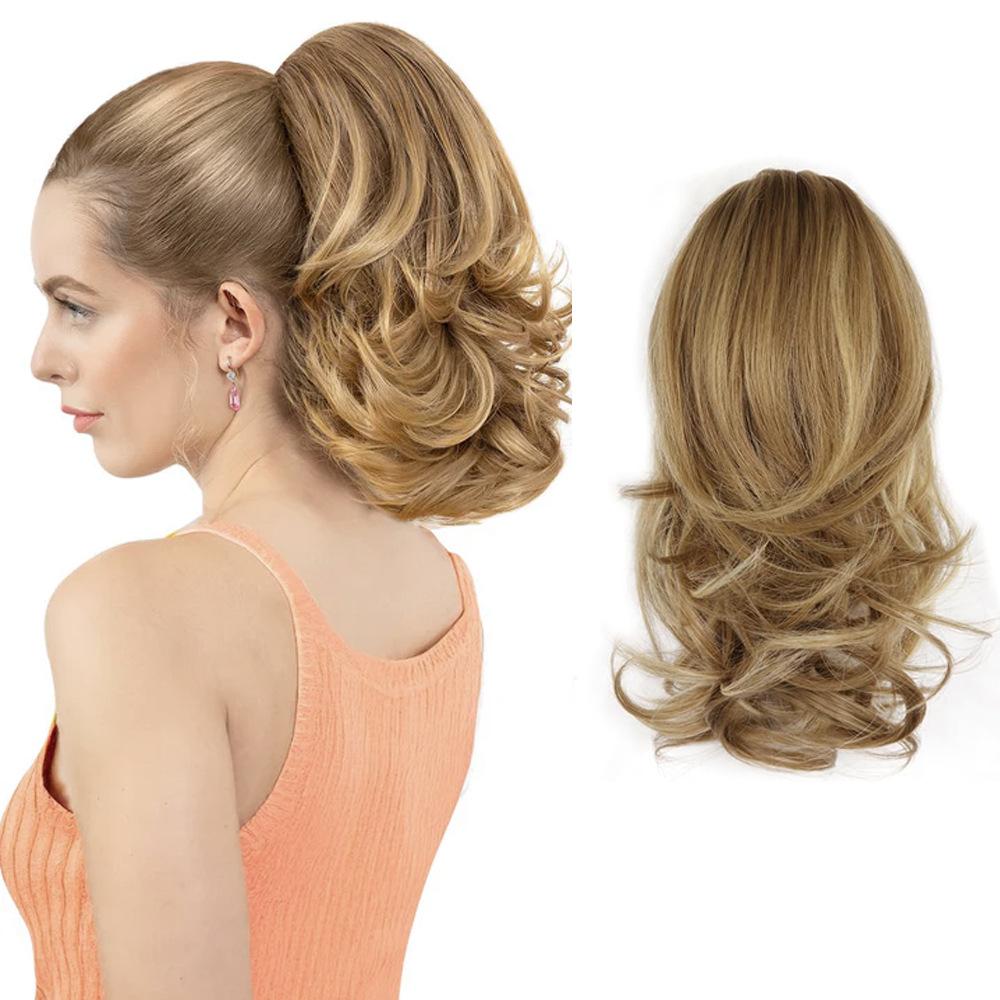 

Ladies ponytail drawstring or hair claw clip waterfall curly hair fluffy high skull top big waves Grab clip