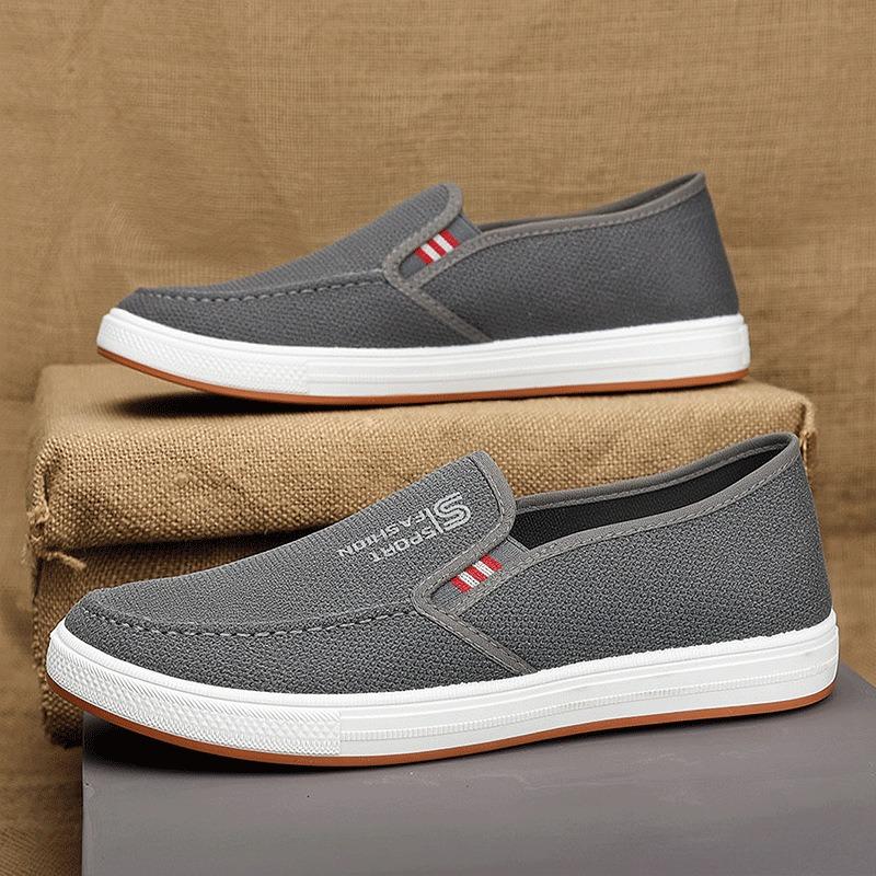 Einfacher Stil Sommer neu Ein-Pedal Segeltuchschuhe Herren Weichsohle Atmungsaktiv Herren Freizeitschuhe Pendeln Vielseitig Faule Schuhe