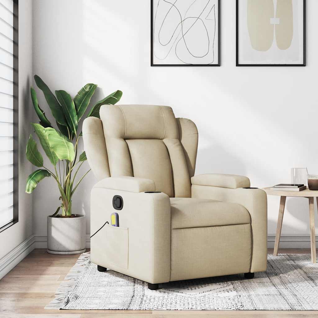 Massage Relax Chair Cream Colored Fabric